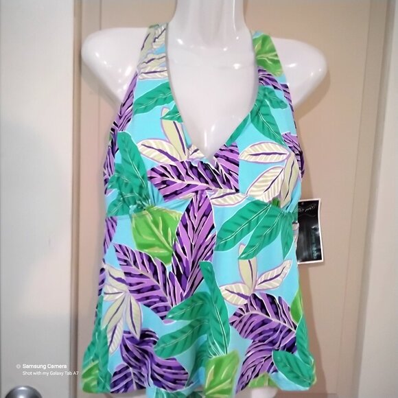 Real Bodies Real Solutions Tummy Thinner Breast Enhancing Tankini Top NWT 14 - Picture 1 of 3